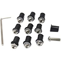 10x Set Tuercas Tornillos Parabrisas Carenado Perno Roscado Montaje Motocicleta - Plata
